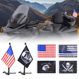 Hutexico For Spyder F3 LTD Flag Pole Mount Kit, 2 Pack Foldable Spyder Trunk Stainless Flagpole Bracket With 6 Flags USA Flag For Can-Am Spyder F3-Limited 2017-2023, Spyder RT 2020-2023