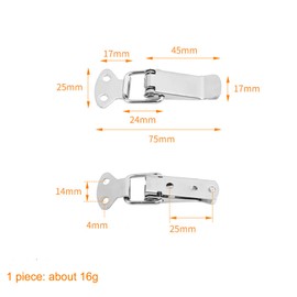 6 Pack Stainless Steel Spring Loaded Toggle Latch, Silver Catch Hasp Clamp Clip Lock with 304 Stainless Steel Screws for Cabinet, Wooden Case, Box, Chest (No locking hole, Small/6pcs)