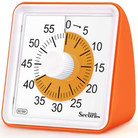 Secura 60 Minute Essential Visual Timer for Kids, Countdown Clock Timer for Special Education, Classroom, School, Desk, Home, Office, Silent Non-Ticking Time Management Tool (Orange & Orange)