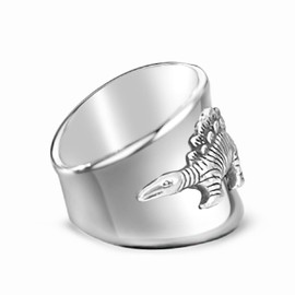 THJEW Cool Dinosaur Wide Band Chunky Ring for Women,Retro S925 Sterling Silver Cocktail Party Punk Biker Gothic Thumb Index Band Ring Jewelry Gift for Women (Ring_B, 9)