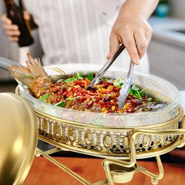 DOITOOL Chafing Dish Buffet Set Gold Chafing Dishes for Buffet 1.5L Stainless Steel Catering Food Warmers for Parties Buffet Servers and Warmers Set Serving Tray with Lid