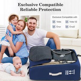 REMEIT Stroller Bag for Airplane, Stroller Travel Bag Compatible with UPPAbaby Vista, Vista V2, Cruz V2, Rolling Wheel Bag with Storage Pocket, Multiple Handles, Luggage Tag for Flight Travel, Navy