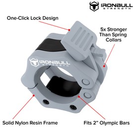 Barbell Collars (Pair) – Locking 2" Olympic Size Weight Clamps - Quick Release Collar Clips – Bar Clamps Great for Weight Lifting, Olympic Lifts and Strength Training (Gray)