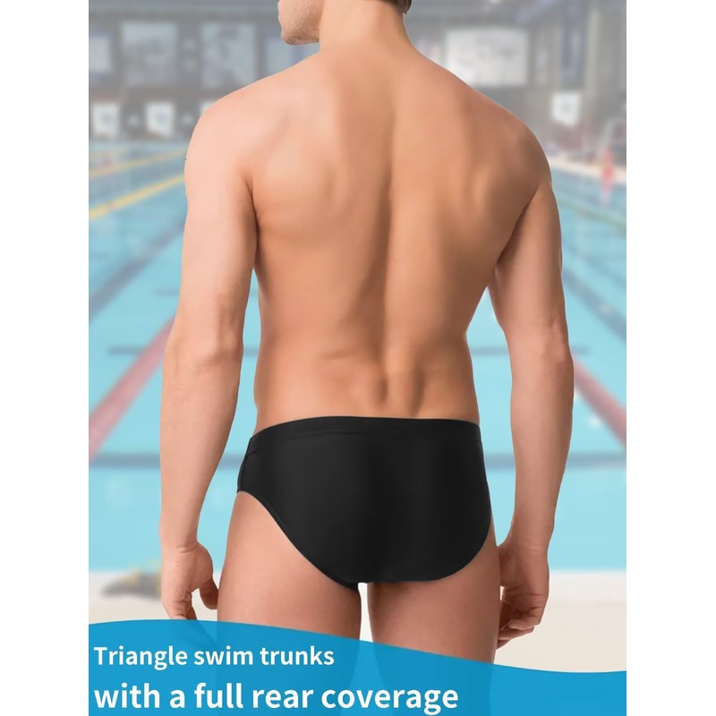 Men's Swim Briefs Drawstring Low Waist Triangle Swim Trunks Solid
