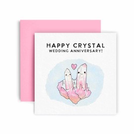 Happy Crystal Anniversary Card - 15th Anniversary Card for Husband or Wife - Happy Wedding Anniversary 14.8cm (Crystal 15th)