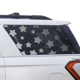 BOGAR TECH DESIGNS Precut Quarter Window Star Print Vinyl Decal Stickers Compatible with Ford Expedition 2018-2022, Matte Black