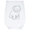 Westie themed, dog stemless wine glass, 17 oz.
