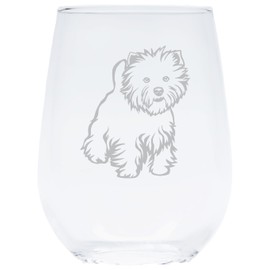 Westie themed, dog stemless wine glass, 17 oz.