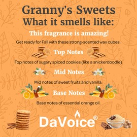 Thanksgiving Wax Melts Soy Blend Fall Wax Melts Wax Cubes Strong Scent Melt - Snickerdoodle Cookie Wax Melts Fall Scents, Fall Scented Wax Melts, Food Wax Melts (6 Cubes, 2.2 oz - Granny's Sweets)