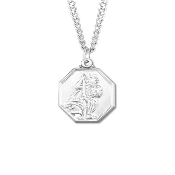 925 Sterling Silver Saint Christopher Pendant Medal Necklace With Chain