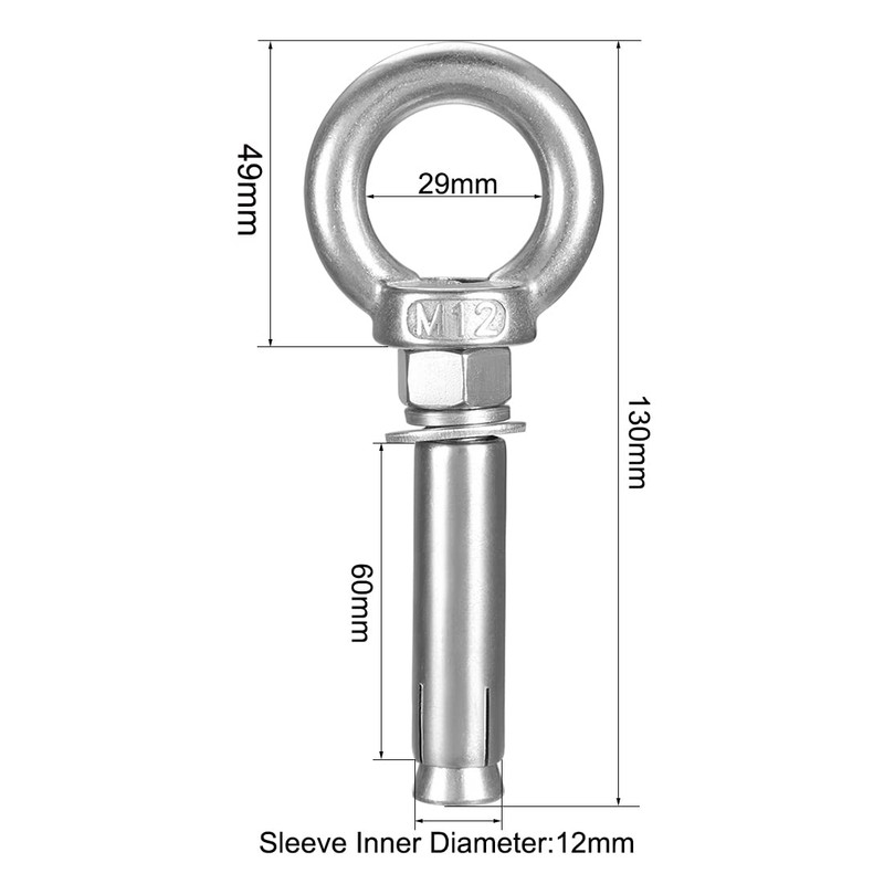 sourcing map M12 x 90 Expansion Eyebolt Eye Nut Screw