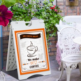 Vinsetto 22â x 28" Plastic Folding A-Frame Sandwich Board Sidewalk Sign with Weighted Tank & Weatherproof Design, White