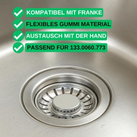 Replacement Strainer Basket Seal, Pack of 2, Compatible with Franke 133.0060.773, for 3.5 Inch Drain Fittings with Strainer Basket Item No. 112.0173.072, 112.0173.076, 112.0173.079, 133.0049.669 Repenpenpenpenpenpen