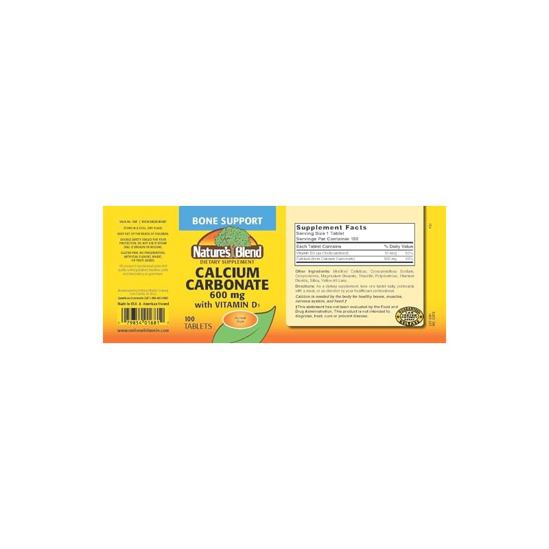 Nature's Blend Calcium Carbonate 600 mg with D3 400 IU