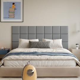 Yutianli 3D Anti-Collision Wall Padding for Kids Peel and Stick Headboard Wall Panels Pack of 10 Sized 11.8"x 11.8" Grey Self-Adhesive Panels for Playroom Bedroom Upholstered Wall