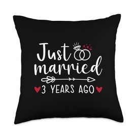 Just Married 3 Years Ago Gifts Shop Just Married Couples Funny Husband Wife 3rd Anniversary Throw Pillow, 18x18, Multicolor