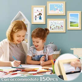 Set of 2 Picture Frames Children's Drawings, Children's Art Frame Front Opening A4, Art Frame Children, Artwork Display Storage Frame for Children, Artwork Display Storage Frame for Children, Wood