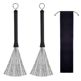 Pack of 2 Drum Brushes Retractable Wire Brushes Drums Drumsticks Brush Drum Kit Jazz Broom Drum Stick Brush Drums Broom Drum Sticks Broom