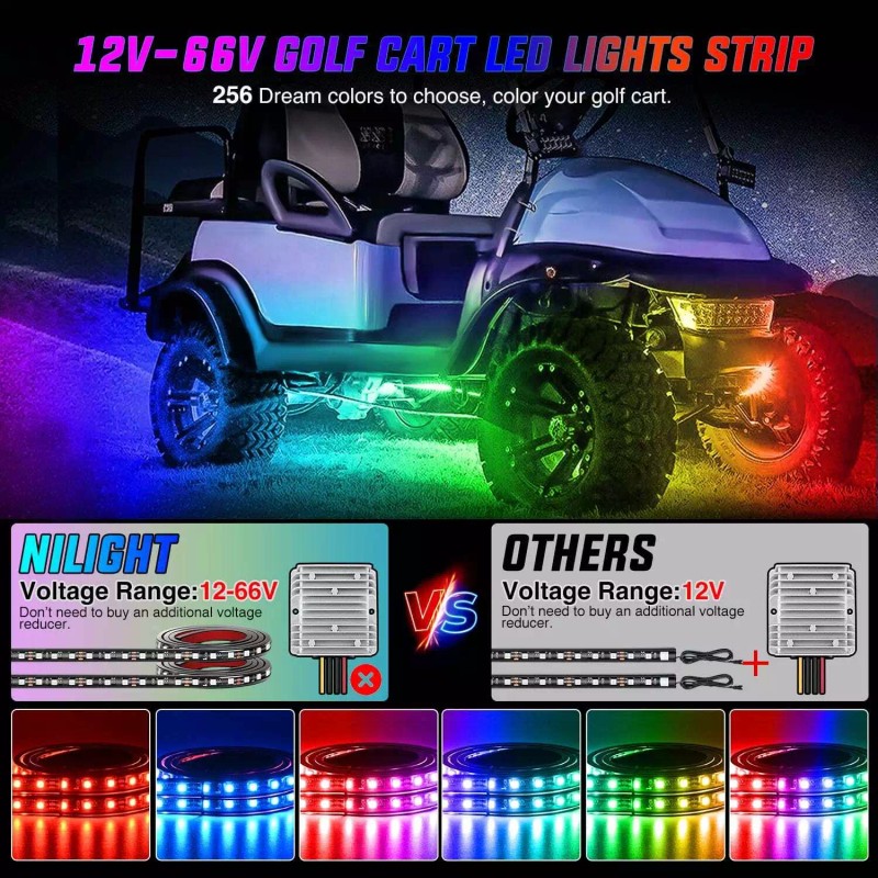 Nilight 2Pcs Golf Cart Underglow Light Kit for EZGO Yamaha