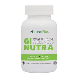 NaturesPlus GI Natural Total Digestive Wellness - 90 Vegetarian Tablets, Bilayer - Natural Gut Health Supplement - Probiotics, Prebiotics, Enzymes - Gluten-Free - 30 Servings