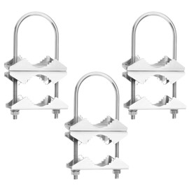 The Lord of the Tools 3 Set Clamp Kit Jaw Block Aerial Antenna Mast U Bolts Spring Washer Iron Galvanizing Aerial Antenna Mast Clamp Mounting Accessories