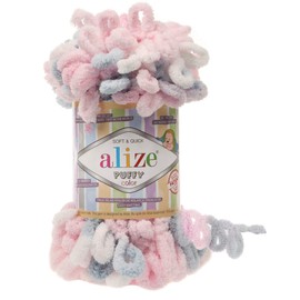 Alize Puffy Color Garn Baby Blanket Garn Lot of 1 Knäuel 100% Micropolyester Soft Yarn Baby Blanket Yarn Handstrickgarn Super Chunky Bulky Woven Worested Yarn (5864)