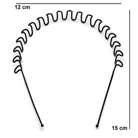 AKIDO 3 Pieces Metal Zig Zag Headbands Wavy Hairband Spring Hair Hoop Sports Fashion Hair Bands Unisex Black Elastic Non Slip Simple Headwear Accessories