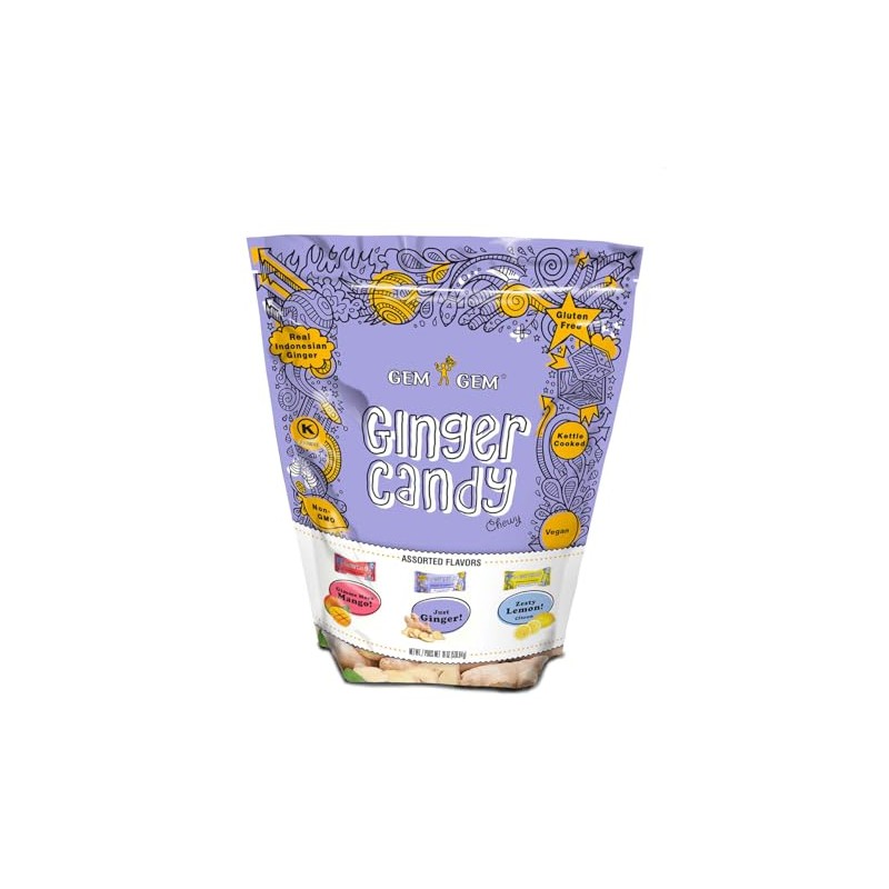 Gem Gem Ginger Candy Chewy Ginger Chews (Assorted Flavors, 19oz)