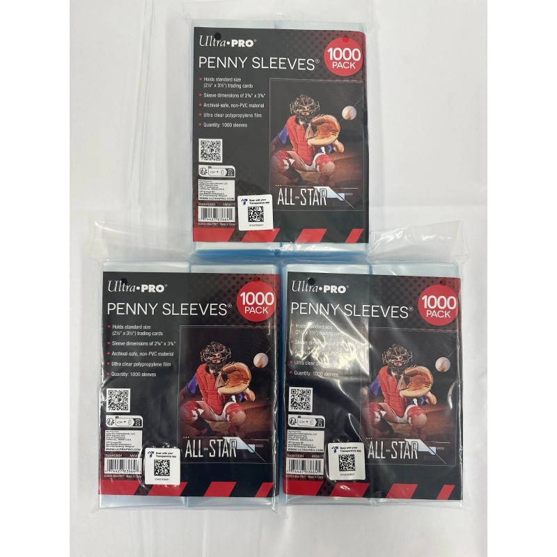 Ultra Pro Penny Sleeves, 3,000 Clear Sleeves- 3 packs, 1,000