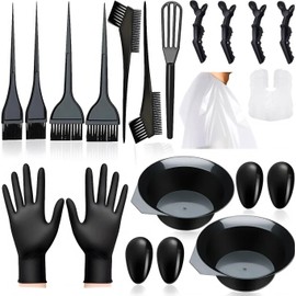 20 Pcs Hair Dye Brush and Bowl Set, Hair Dye Coloring Kit, Hair Coloring Bleaching, Hair Dye Tools for DIY Salon. Hair Tinting Bowl/Dye Brush/Ear Cover/Gloves/Tint Comb