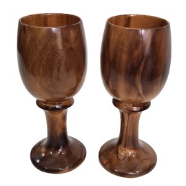 collectiblesBuy Handmade Wooden Drinking Wine Goblet Cup Rustic Vintage Wine Toasting Glass Set of 2