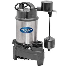 Superior Pump Stainless Steel 92571 1/2 HP Cast Iron Sump Pump with Side Discharge Tethered Float Switch, Stainless