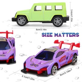 Small 12 Pcs Color Change Cars Toys,6 Pcs Off-Road Vehicles & 6 Pcs Racing Cars 1:64 Scale Vehicles in Water Color Changing Bath Toys Car Goodie Bags Set for Kids Themed Party Favors