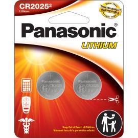 Panasonic CR2025 3V Lithium Coin Battery Pack of 2 Long Lasting Power