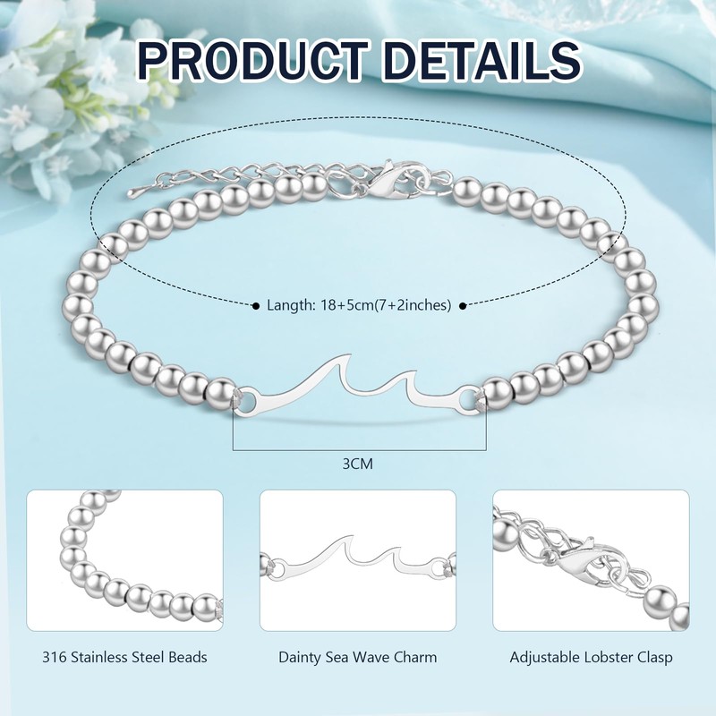 QianSiLi Soul Sister Gifts Women Silver Beaded Bracelets for Women