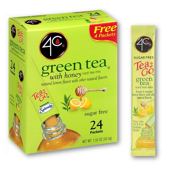 4C Powder Drink Mix | Singles Stix, On the Go | Refreshing Water Flavorings | 24 count (Green Tea)