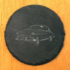 Timeless Style: 1950 Chevy Styleline Coasters for Classic Car Lovers - Round Slate - set of 8