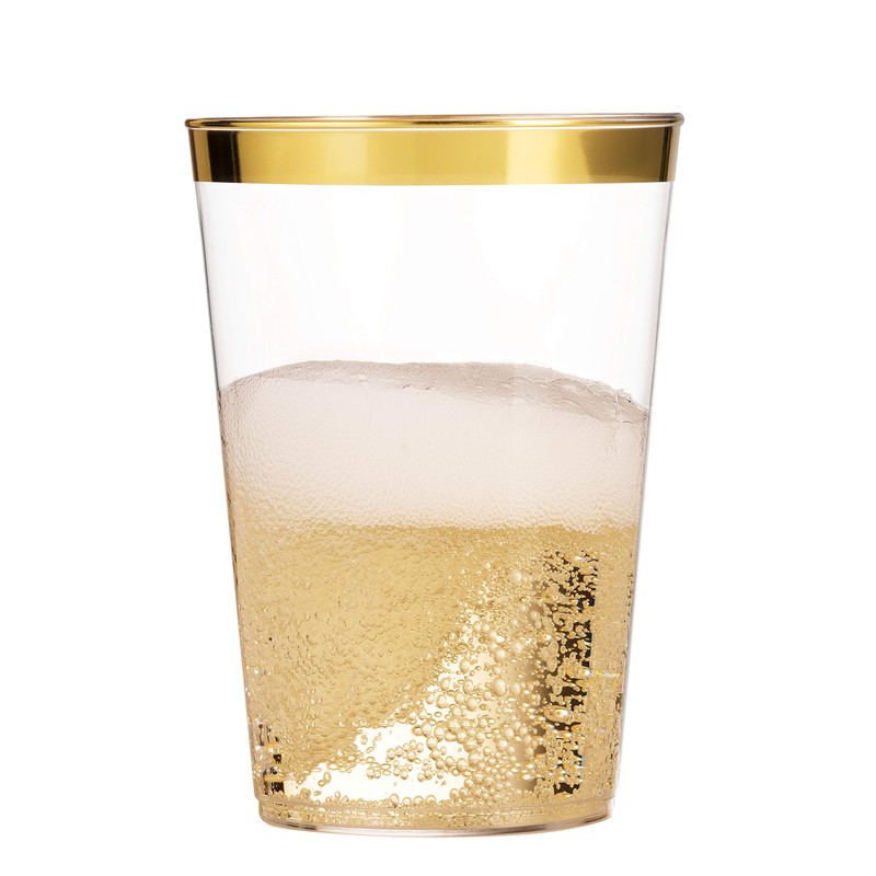Munfix Gold Plastic Cups - 16 Oz Clear Tumblers with
