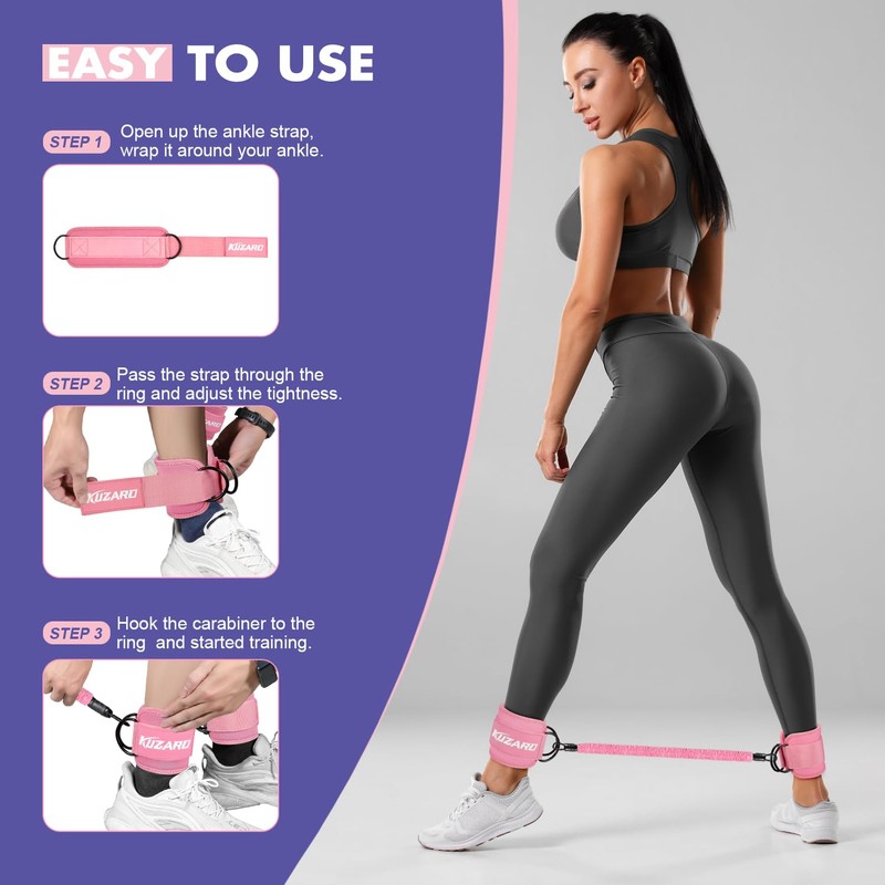 Ankle Resistance Bands with Cuffs, Ankle Bands for Working Out,