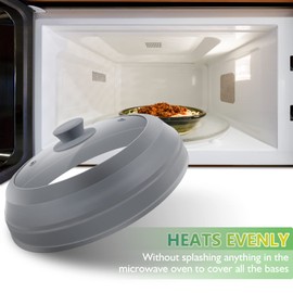 flowlamp Cubierta para salpicaduras de microondas, cubierta de vidrio para microondas sin BPA, cubierta plegable para placa de microondas de 10.5 pulgadas, cubierta de silicona para microondas, Gris