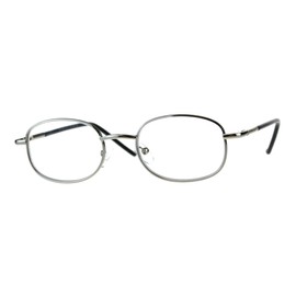 PASTL Clear Glasses Bifocal Reading Lens Small Oval Frame Spring Hinge Silver +2.5
