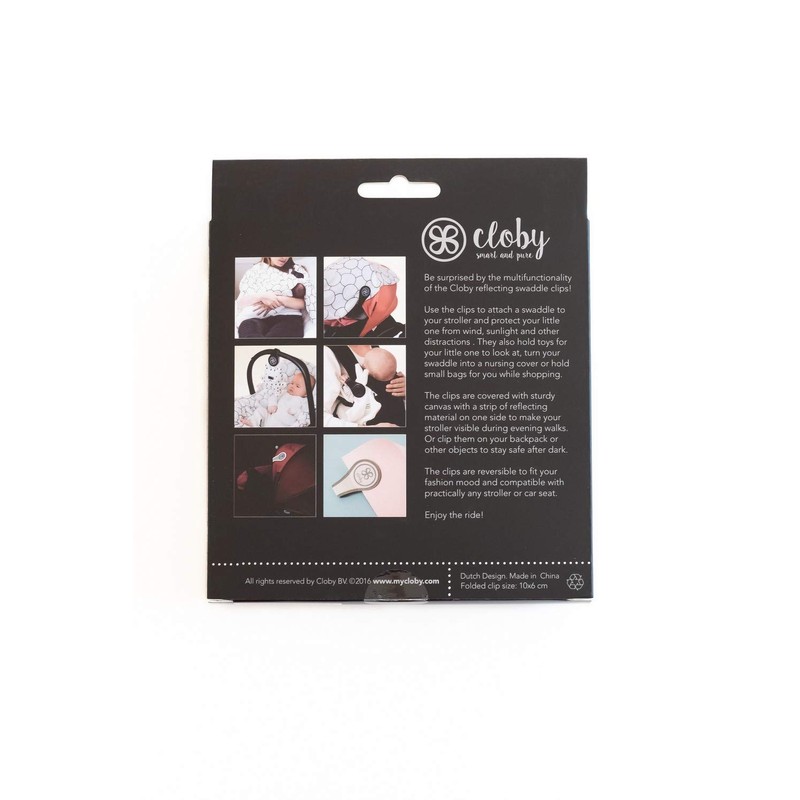 Cloby CBY-CRF1-BLA Magnetic Clips Set of 2 Reflective Canvas Black/Grey