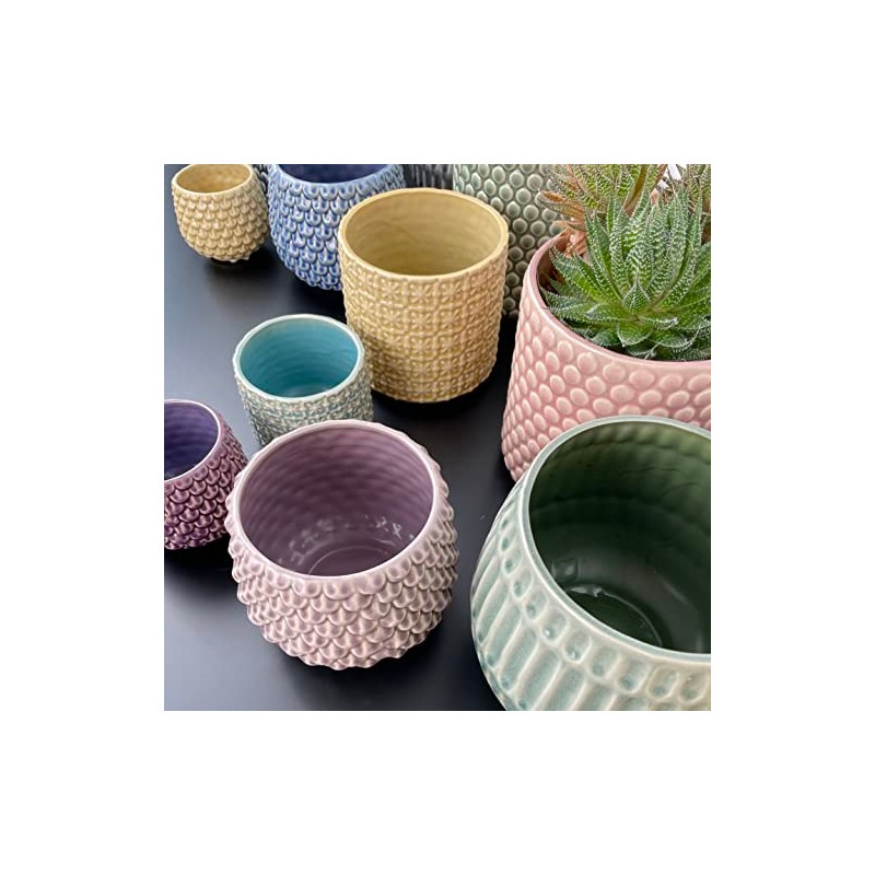 Bloomingville Stoneware Flower Pot Pinecone, Planter Cache Pot, Size M