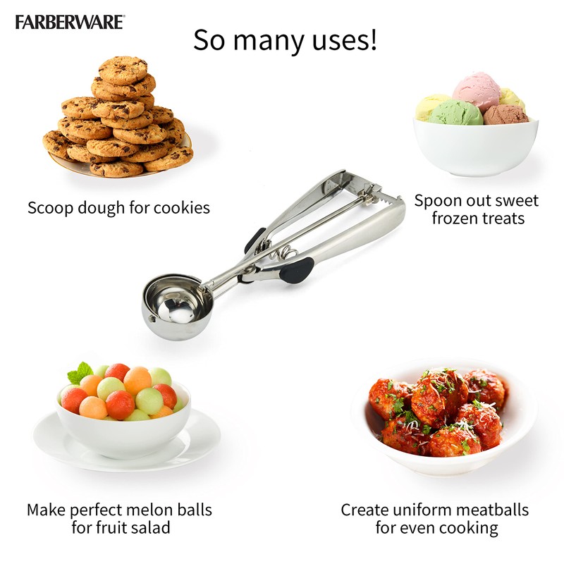 Farberware Professional Stainless Steel Cookie Dough Scoop, 8.27 Inch, Black
