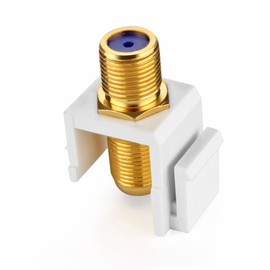 TNP Coaxial F Connector RG-6 Keystone Jack Insert (5 Pack) Snap in Adapter Port Female Gold Plated Digital Coax Inline Coupler for Wall Plate Outlet Panel