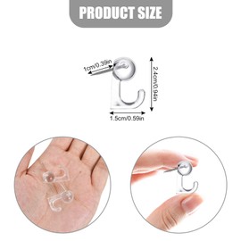 Push Pin Hooks Plastic Pack of 50 Push Pin Hooks Heads Pin Tacks Pin Hanger Thumbtacks Hooks Push Pins with Hooks for Office School Home Decoration Push Pin Hanger (Transparent)