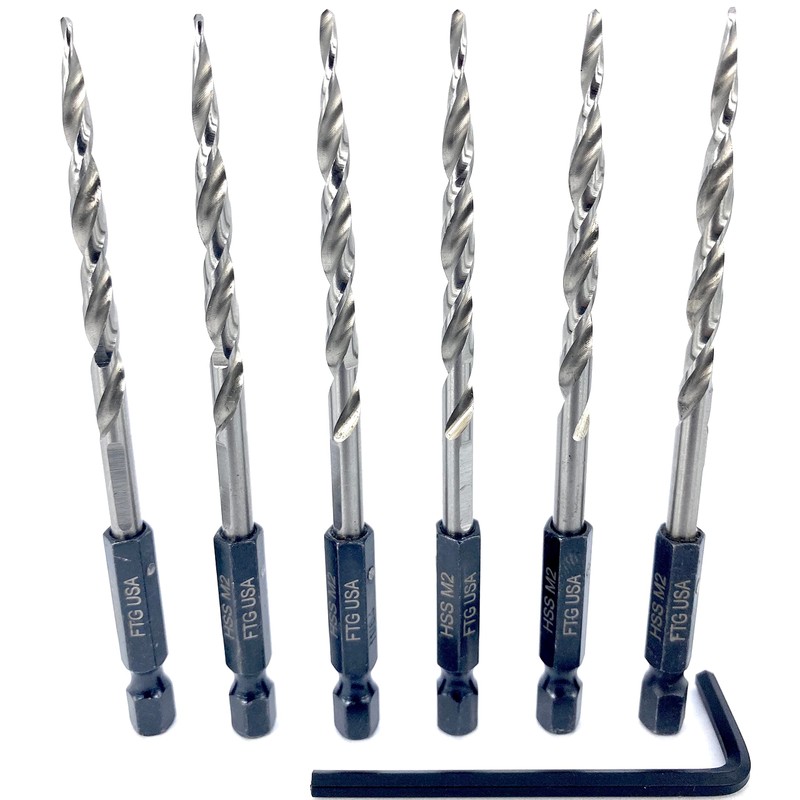 FTG USA Replacement Tapered Countersink Drill Bit Set 6 Pc