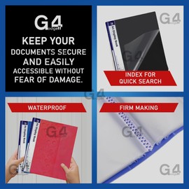 G4GADGET A4 Display Folders Pack of 3, 20 Pockets Each – Assorted Colors, Durable Presentation Folders, Project and Document Organizer for Office, School, and Home