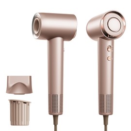 High-Speed Ionic Hair Dryer, 130000RPM Brushless Blow Dryer for Fast Drying, 400M Negative Ions with Nozzle & Fragrance Capsule (Champagne)