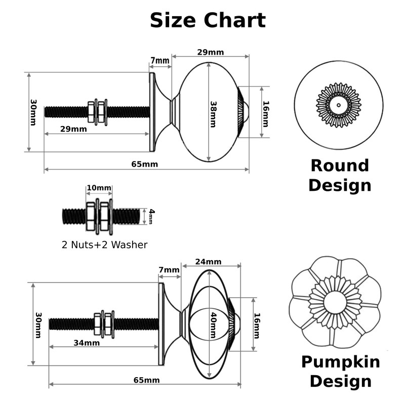 Ajuny Black and White Ceramic Knobs for Wardrobes, Kitchen Cupboards,